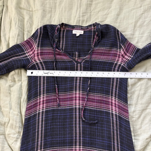 Anthropologie Cloth & Stone Versify Tunic Dress Womens Size Small Black Tie Neck - Picture 10 of 12